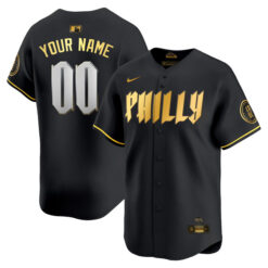 Philadelphia Phillies 2024 Black Gold City Connect "Philly" Custom Limited Jersey - All Stitched