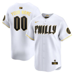 Philadelphia Phillies 2024 White Gold City Connect "Philly" Custom Limited Jersey - All Stitched