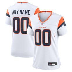 Alternative view of Denver Broncos White Custom Game Jersey - All Stitched