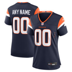 Alternative view of Denver Broncos Navy Custom Game Jersey - All Stitched