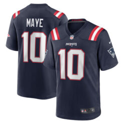 Drake Maye New England Patriots Navy Game Stitched Jersey