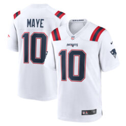 Drake Maye New England Patriots White Game Stitched Jersey