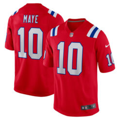 Drake Maye New England Patriots Red Game Stitched Jersey