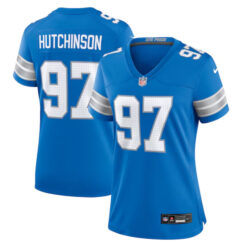 Women's Aidan Hutchinson Detroit Lions Blue Game Stitched Jersey