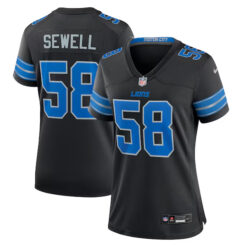 Women's Penei Sewell Detroit Lions Black Game Stitched Jersey