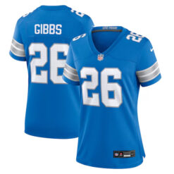 Women's Jahmyr Gibbs Detroit Lions Blue Game Stitched Jersey