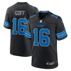 Jared Goff Detroit Lions Black Game Stitched Jersey