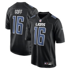 Jared Goff Detroit Lions 2023 Black Game Stitched Jersey