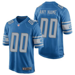 Custom Detroit Lions Battle Blue Game Jersey - All Stitched
