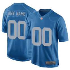 Custom Detroit Lions Battle Blue Game Jersey - All Stitched