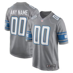 Custom Detroit Lions Grey Game Jersey - All Stitched