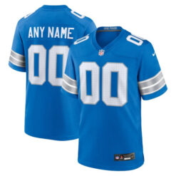 Custom Detroit Lions Blue Game Jersey - All Stitched