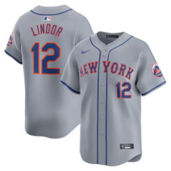 Francisco Lindor New York Mets Gray Limited Jersey - All Stitched