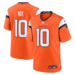 bo nix denver broncos game jersey orange stitched