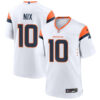bo nix denver broncos game jersey white stitched