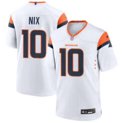 bo nix denver broncos game jersey white stitched