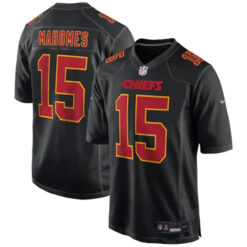 Alternative view of Patrick Mahomes Kansas City Chiefs Black Game Jersey - All Stitched