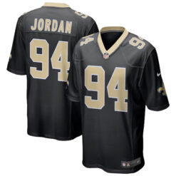 cam jordan new orleans saints black game jersey stitched