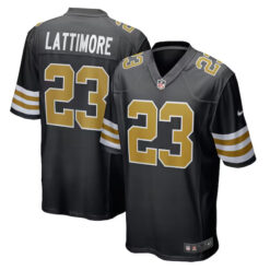 marshon lattimore new orleans saints black color rush game jersey stitched