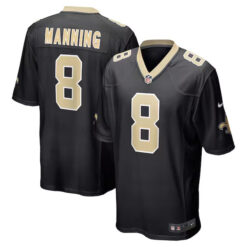 archie manning new orleans saints black game jersey stitched