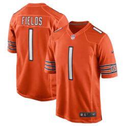 justin fields chicago bears orange game jersey all stitched