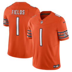 justin fields chicago bears orange limited jersey all stitched