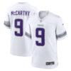jj mccarthy minnesota vikings white winter warrior jersey stitched