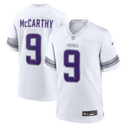 jj mccarthy minnesota vikings white winter warrior jersey stitched