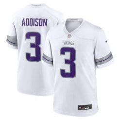 jordan addison minnesota vikings white winter warrior jersey stitched