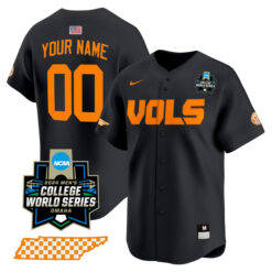 custom personalized tennessee volunteers college baseball world series black jersey