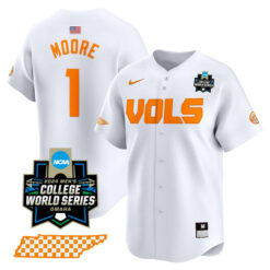 christian moore tennessee volunteers college baseball world series white jersey