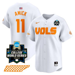 billy amick tennessee volunteers college baseball world series white jersey