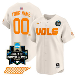 custom personalized tennessee volunteers college baseball world series cream jersey
