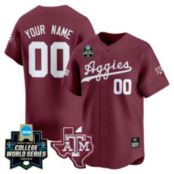 Custom Texas A&M College Baseball World Series Jersey - Maroon