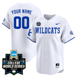 Custom Kentucky Wildcats College Baseball World Series Jersey - Alternate White
