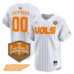 Custom Tennessee Volunteers College Baseball World Series Champions Jersey - Pinstripe