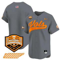 Tennessee Volunteers College Baseball World Series Champions Jersey - Gray
