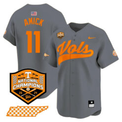 Billy Amick Tennessee Volunteers College Baseball World Series Champions Jersey - Gray