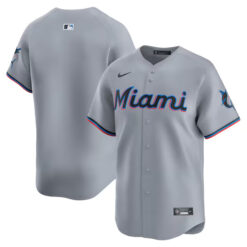 Miami Marlins Blank Grey Road Limited Jersey - All Stitched