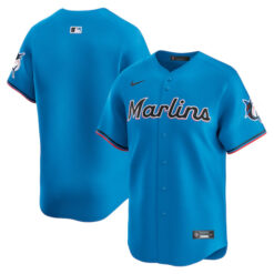 Miami Marlins Blank Blue Alternate Limited Jersey - All Stitched