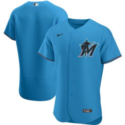 Miami Marlins Blank Blue Alternate Game Jersey - All Stitched