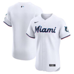 Miami Marlins Blank White Home Elite Jersey - All Stitched