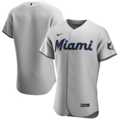 Miami Marlins Blank Grey Road Elite Jersey - All Stitched