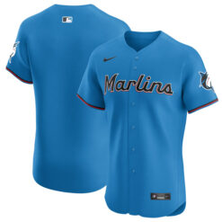 Miami Marlins Blank Blue Alternate Elite Jersey - All Stitched