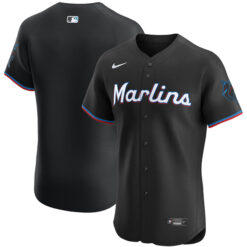 Miami Marlins Blank Black Alternate Elite Jersey - All Stitched