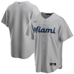 Miami Marlins Blank Grey Road Jersey - All Stitched