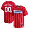 Custom Miami Marlins Red City Connect Limited Jersey - All Stitched