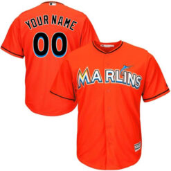 Custom Miami Marlins Orange Alternate Jersey - All Stitched