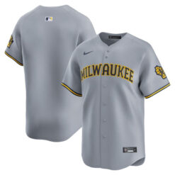 Milwaukee Brewers Blank Grey Away Limited Jersey - All Stitched