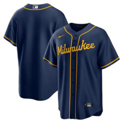 Milwaukee Brewers Blank Navy Alternate Jersey - All Stitched